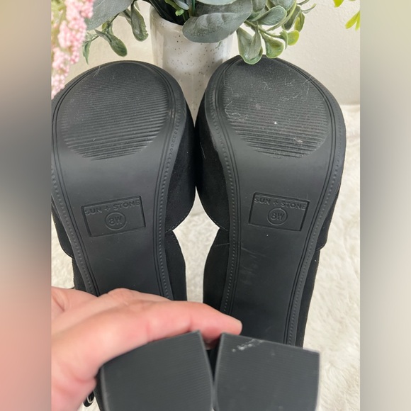 Sun & Stone Reeta Block Heel Platform High-Heels in Black Suede - Picture 8 of 9